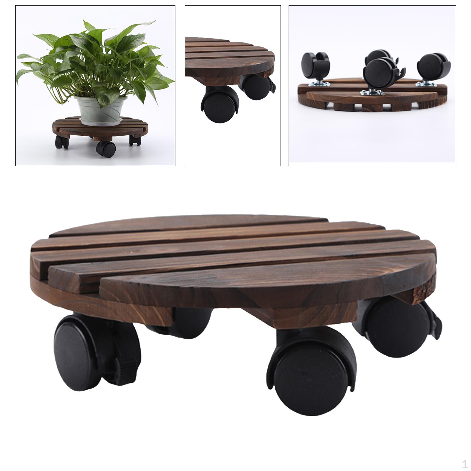 Caddy Rolling Pot Holder Round Flowerpot Cart with Locking Wheels 30cm