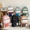 Female Schoolbag Block Color Male Student Large Capacity Backpack