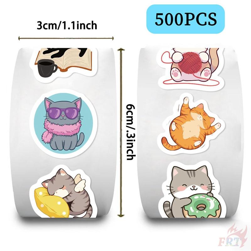 500Pcs/Roll Q Sweet Cat Kids Rewards Stickers - DIY Scrapbooks Album Decor Sealing Label Decals