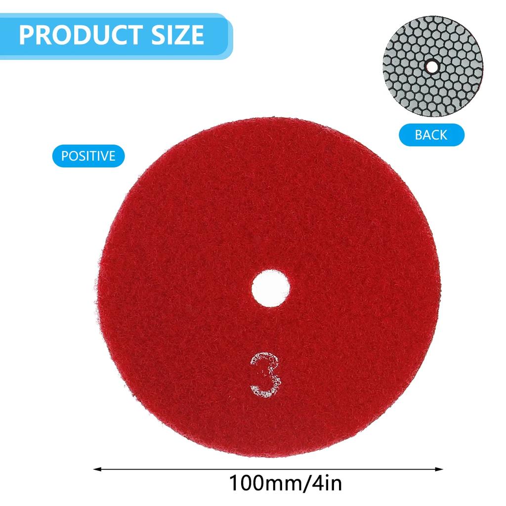 7pcs 4 Inch/100mm Diamond Polishing Pads Dry Polishing Kit 30-3000 Grit Diamond Grinding Pads with M14 Backer Pad Polishing