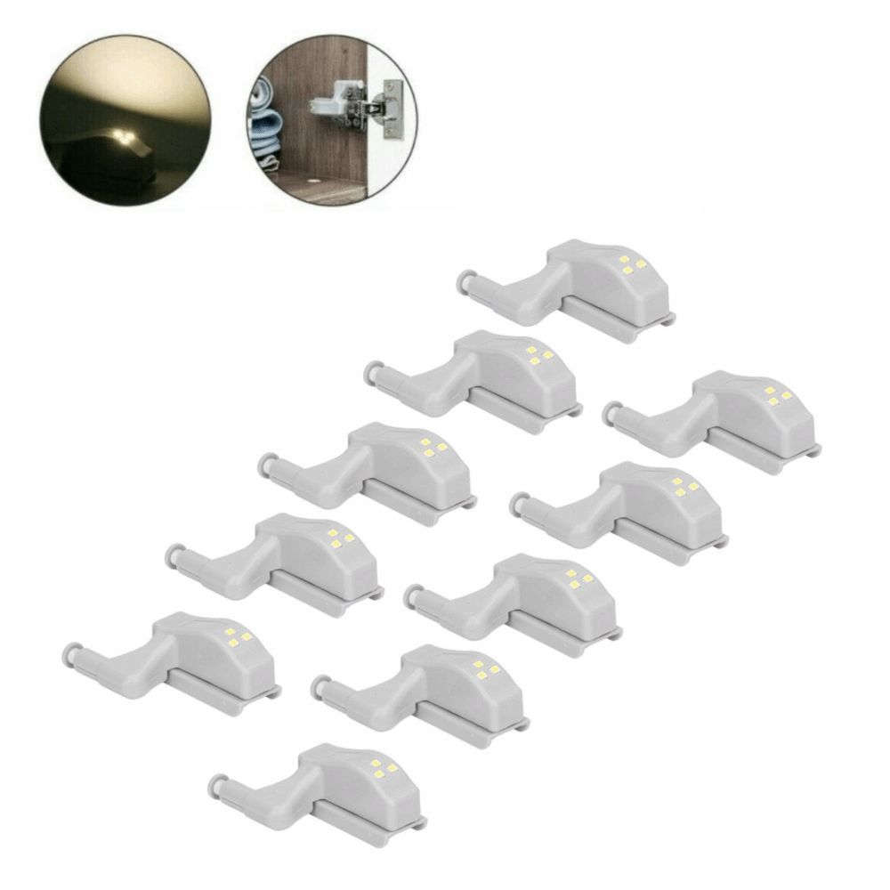 10 Pack Warm White Cabinet Hinge Light 3 LED Beads Closet Wardrobe Light  Garage