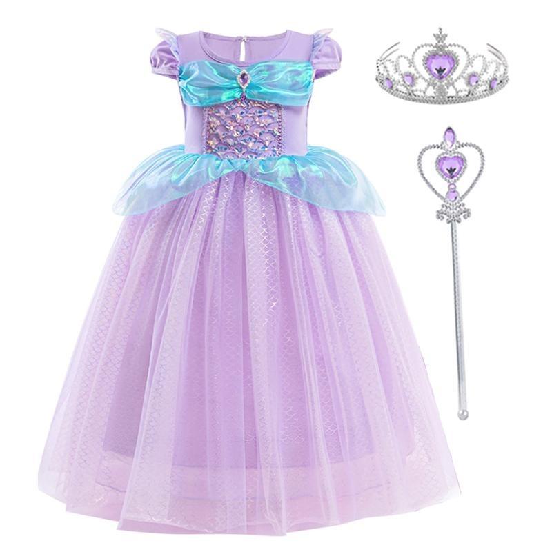 Kleine Zeemeermin Ariël Prinsessenkostuums Jonge Meisjes Paarse Jurk Kinderen Cosplay Carnavalsjurk Verjaardag Tutu Jurken Zomer Nieuwe Kleding
