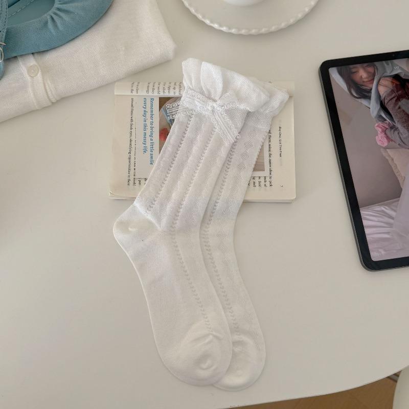 Lolita White Lace Lace-up Princess Socks Paired with Mary Jane Style Children's Shoes - Summer Lightweight Socks Set