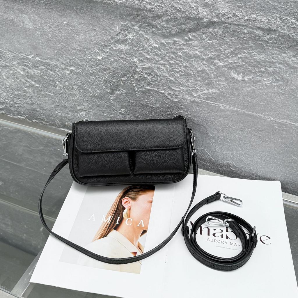 Cowhide New Casual Women's Shoulder Crossbody Small Bag Commuting Small Fresh Women's Mobile Phone Change Bag Genuine Leather