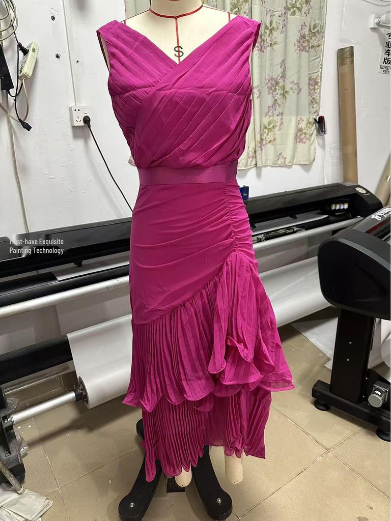 2025 Summer Women's Sweet Style Sleeveless Slim-Fit Solid Color Mid-Waist Long Dress