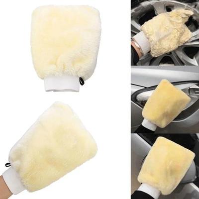 18*25cm Wollhandschuhe und Polierhandschuhe Faux Kaschmir Wendbar Autowaschhandschuhe Wachsen