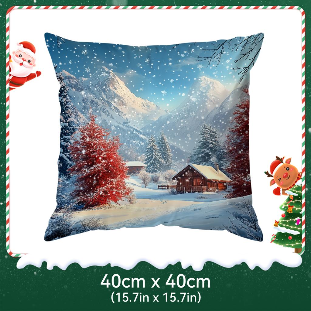 Winter Snow Scenery Pillowcase Printed Polyester 40/45/50Cm Throw Pillowcover Decorative Sofa Cushion Pillowslip Home Decor
