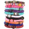 12pcs Friendship Bracelets Beaded Bracelets Heishi Bracelet Cute Bracelets Stack Vinyl Clay Disc Bead Surfer Stretch Summer Beach Bracelets For Women