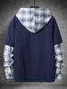 2025 Men's Plaid and Solid Color Hooded Long Sleeve Sweatshirt for Spring and Autumn