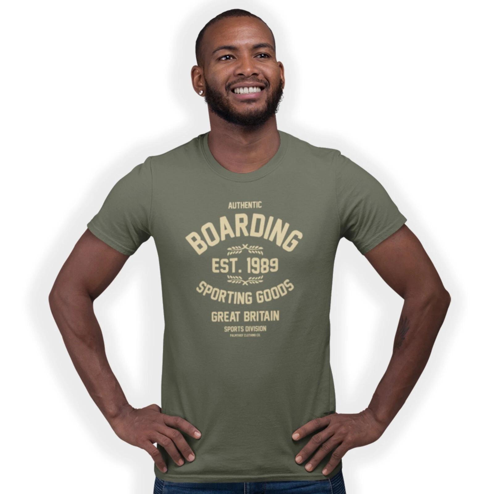 Authentic Boarding Hand Printed T-Shirt Birthday Gift S