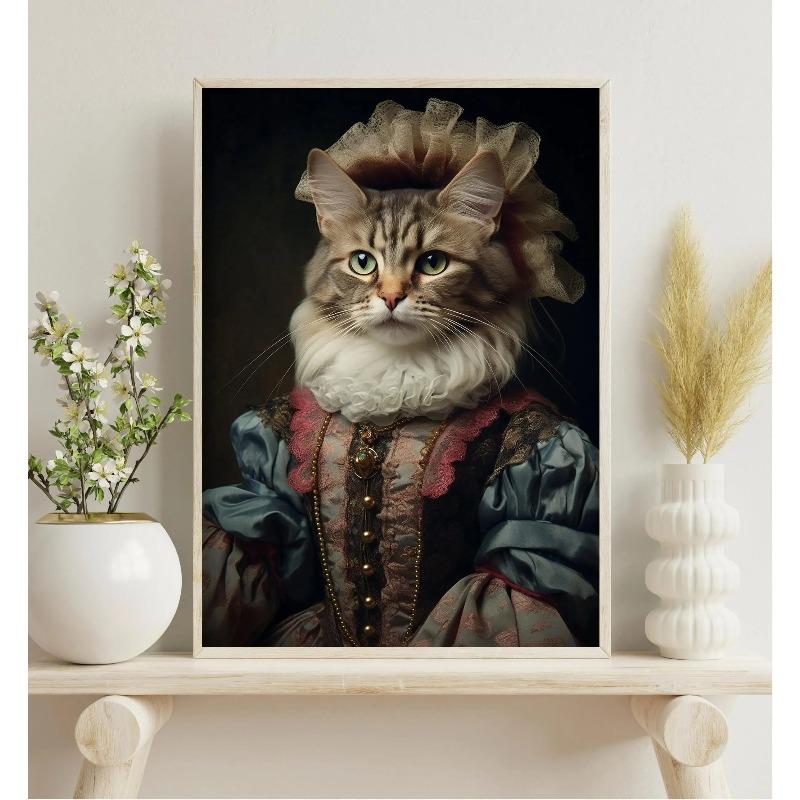 Funny Pet Dog Renaissance Animal Portraits Minimalist Wall Art Print Canvas Painting for Living Room Modern Home Decor