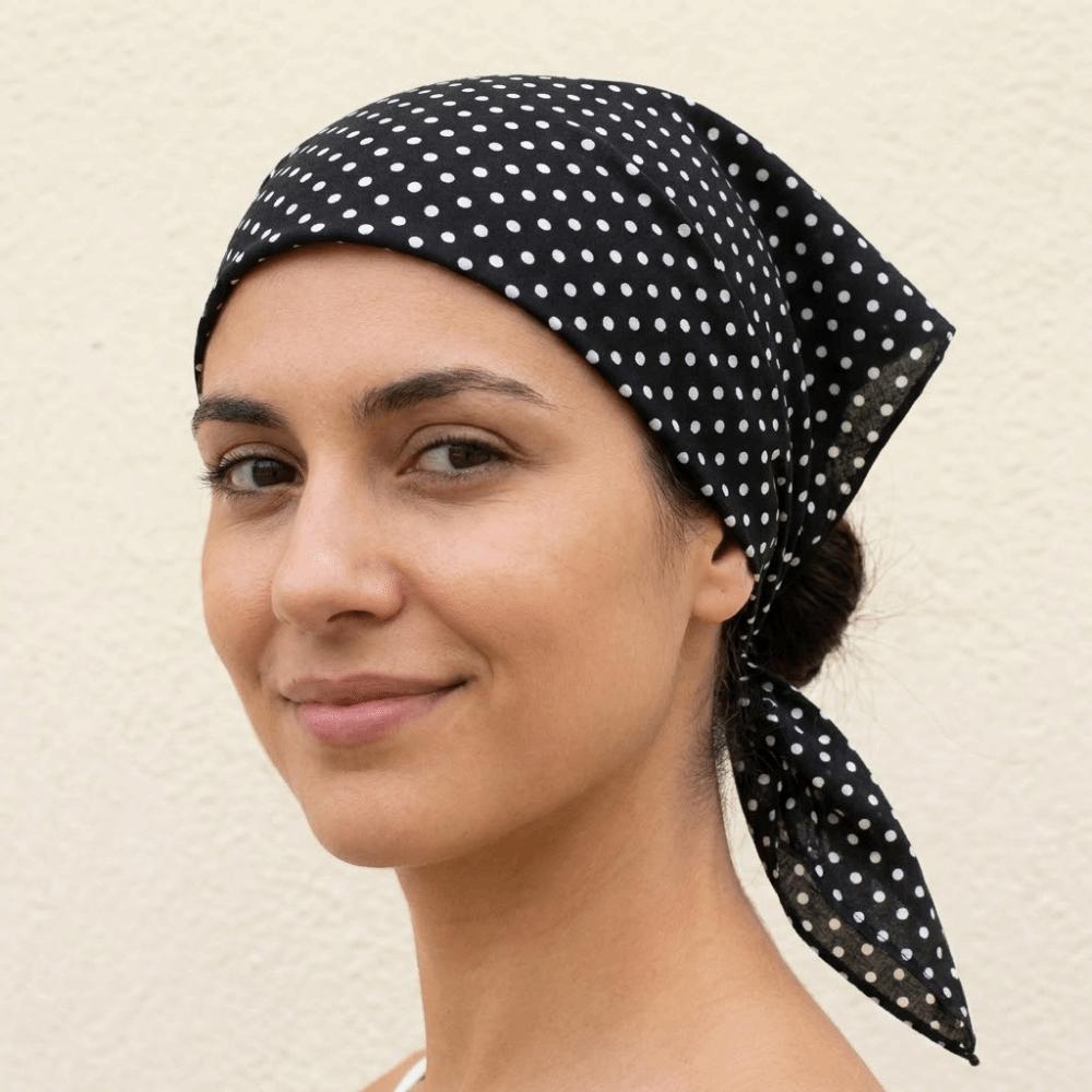 Thin Polka Dots Triangle Scarf Polyester Head Wraps Elegent Foulard Hair Band Women