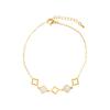 Gold Plated Stainless Steel Mother of Pearl Clover Charm Anklet