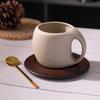 1 stück Keramik Kaffeetasse Untertasse Set Retro Latte Amerikanische Kaffeetasse Holzachterbahn Nachmittagstee Tasse Untertasse Löffel Blume Teetasse Für Cafe
