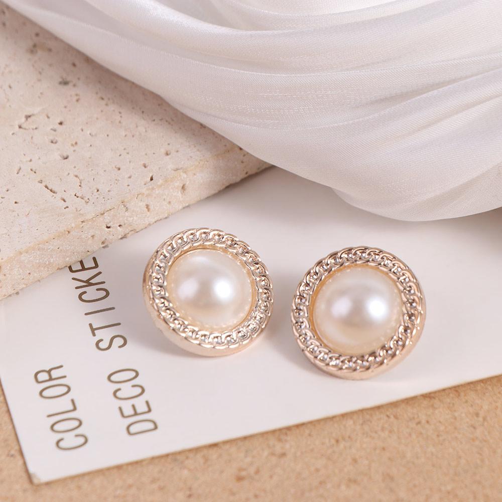 50PCS Round Pearl Buttons Shiny Sewing Button Sweater Clothing Button  Clothing Sewing