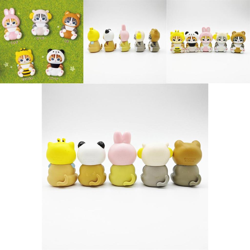 Pvc Mini Unique Animal Figures Featuring Adorable Cats In Bee And Bunny Costumes For Kids