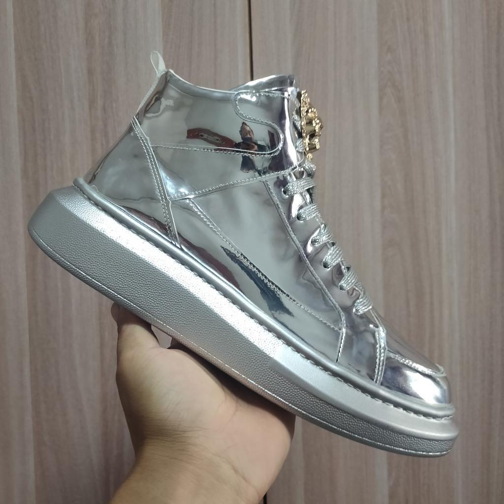 Móda Horká Móda Třpytivé Pánské Zlaté Boty Luxusní Značka Tenisky Pánské Hip Hop Designérské Skateboardové Boty Ležérní Vysoké Tenisky Mužské