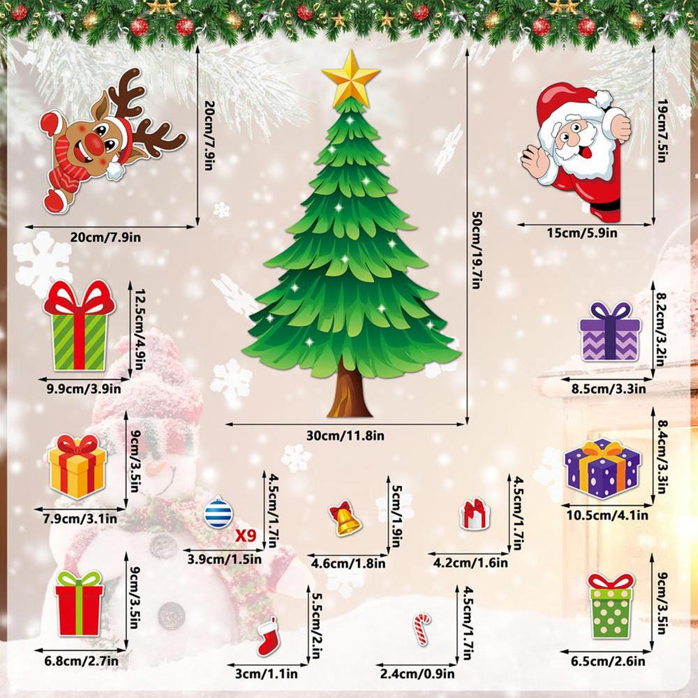 50x30cm Christmas Fridge Magnet Santa Claus Tree Elk Bell Christmas Tree Decoration Magnetic Stickers Winter Door Stickers