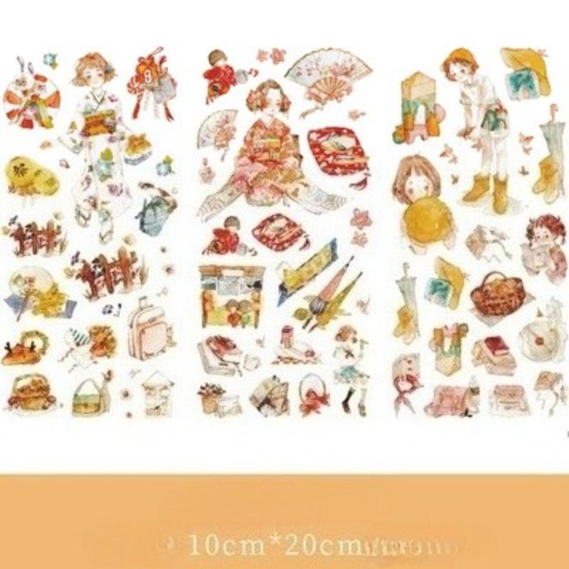3Pcs Cartoon Flower and Leaf Stickers DIY Diary Stickers Scrapbook Cute Stationery Diary Supplies Material Decoration Stickers