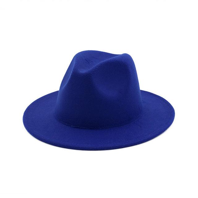 Women'S Black Elegant Wide Brim Fedora Flat Panama Hat Cap Wide Brim Autumn Hat Elegant Imitation Wool Camel Winter Caps