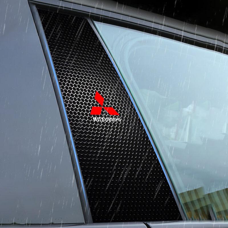 2Pcs Car Logo Center Pillar Protective Film Anti-scratch Sticker Decal For Mitsubishi Lancer Ralliart 10 3 9 EX Outlander 3 ASX L200 Accessories