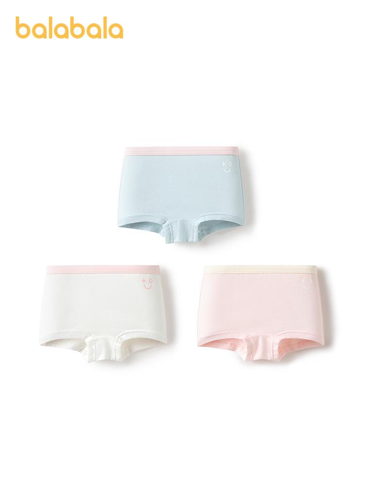 Balabala Girls' Cotton Boxer Shorts - 3-Pack, No-Wedgie, Skin-Friendly, Small to Large Sizes