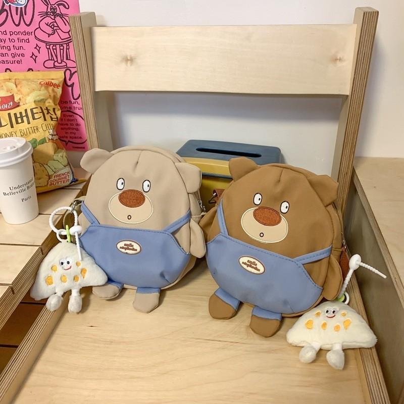 Adorable Cartoon Bear Canvas Shoulder Bag For Students Ultra-light And Cute