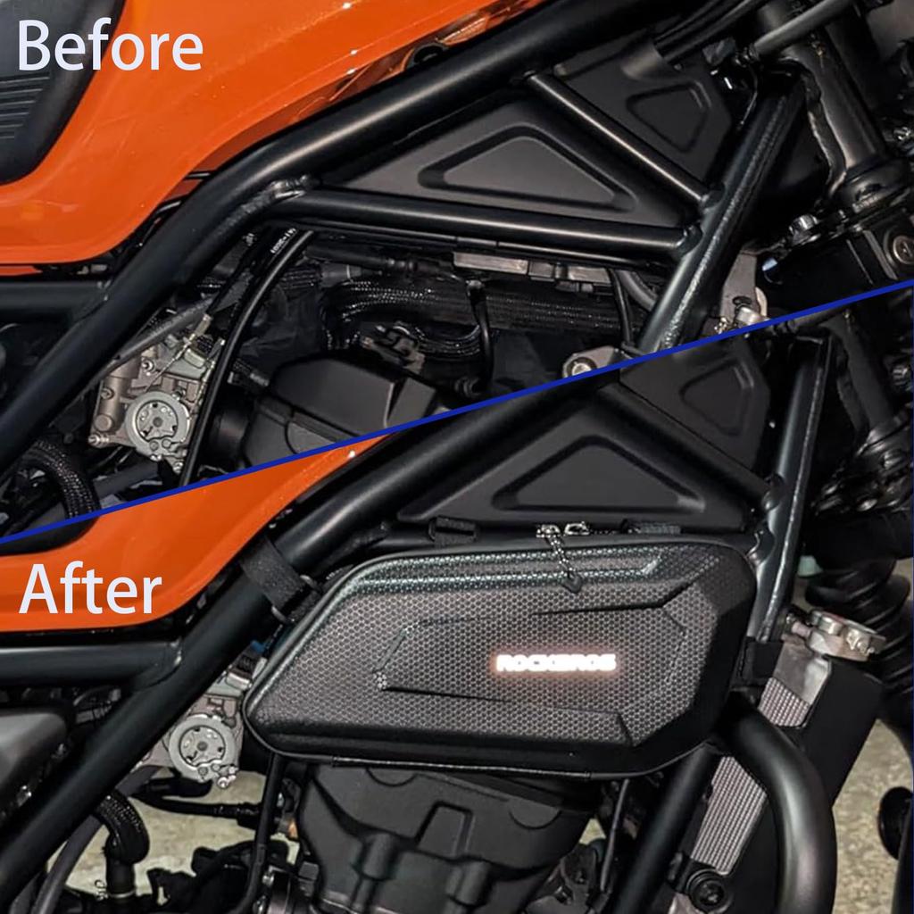 WOOGA Motorcycle Modified Hard Shell Saddle Waterproof Triangle Side Bags Tool Bag Gal Carbon Look Waterproof Zipper for Honda REBEL CMX 250 CMX 300