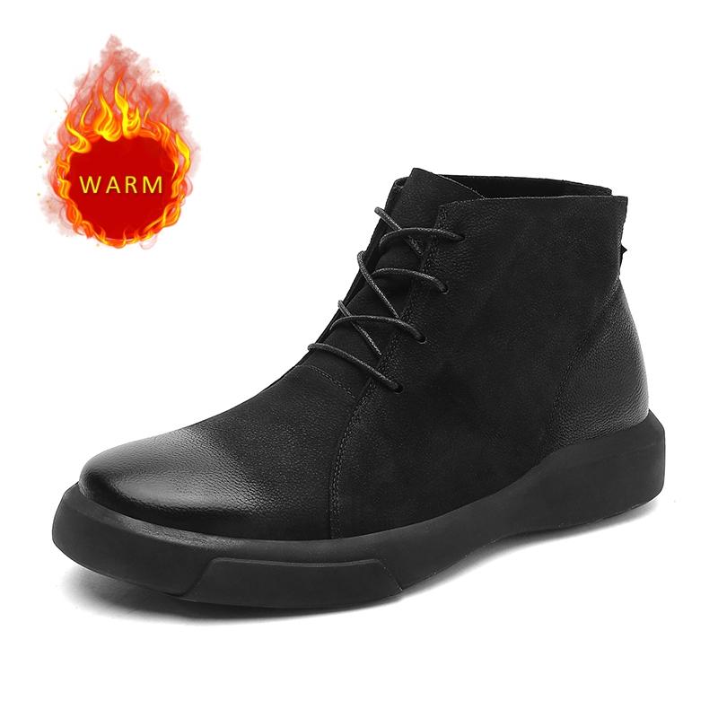 Fashion 2024 Winter Hot Selling Men's Business Short Boots Soft Soles Soft Surfaces Men's Leather Casual Shoes Cotton Ankle Boots