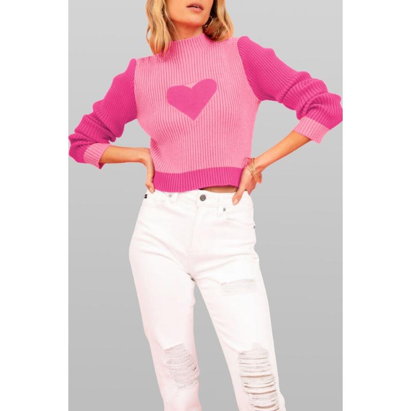 Maglione da donna autunnale e invernale a collo alto, slim in maglia a blocchi di colore