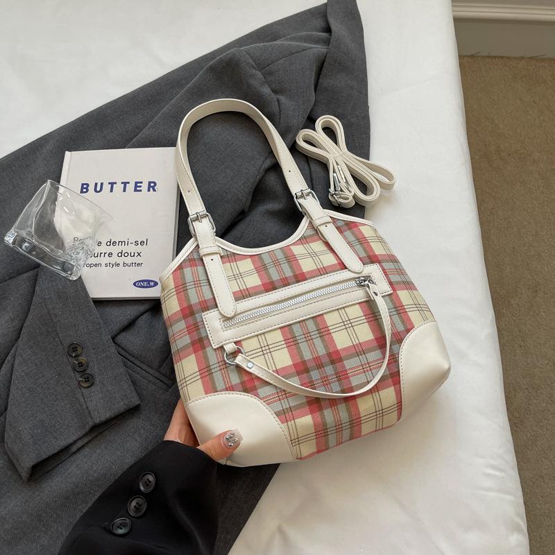 Handtasche Kontrastfarbe Plaid Kleine Quadratische Tasche Damen Schulter Umhängetasche