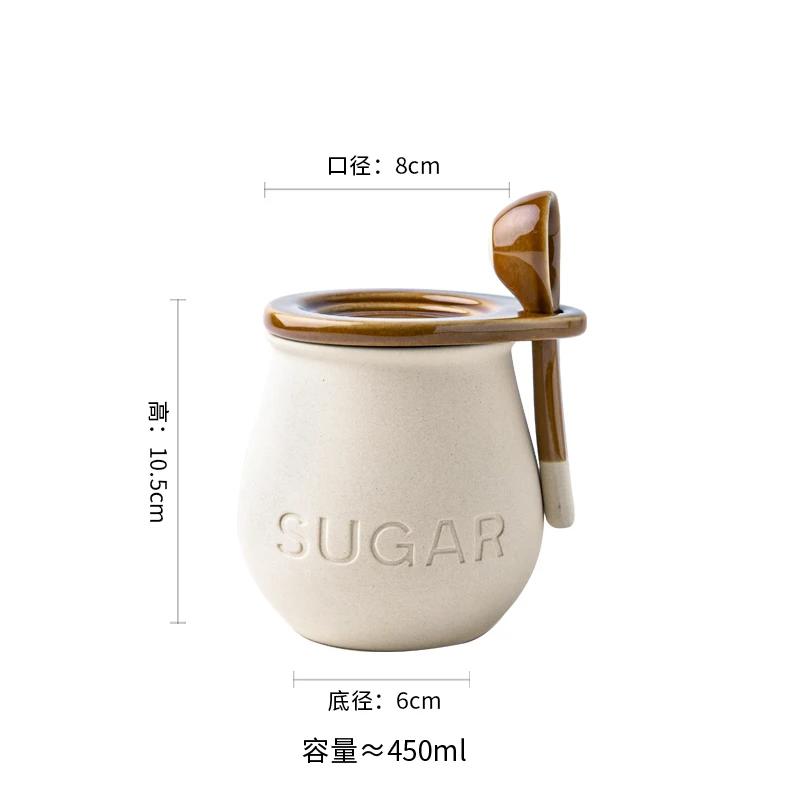 Vintage Ceramic Seasoning Jar with Lid Spoon Set Creative Salt Jar Sugar Jar Pig Oil Tank Kitchen Creative Seasoning Tools