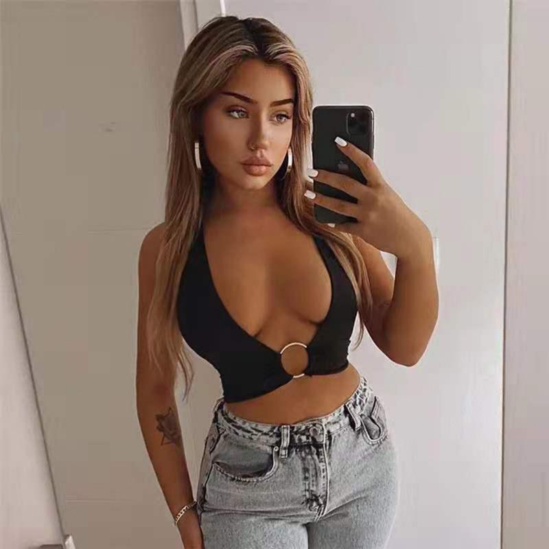 Móda Nová Halter Dámská Sexy tílka bez rukávů Slim Fit Letní vesta Dámský Streetwear Y2K Tanky Camis Dámské Oblečení 24384