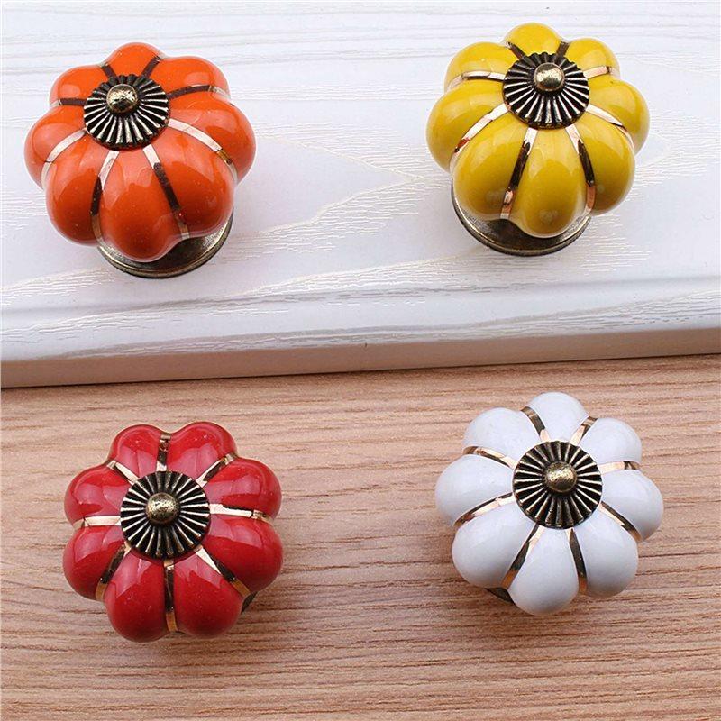Premium-24Pcs Pumpkin Handles 38Mm Drawer Knobs Cupboard Door Handles Single Hole Cabinet Handles