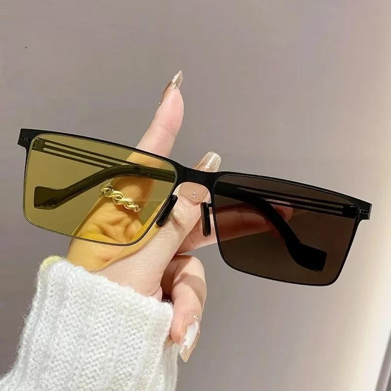 

Neutral New Retro Square Frame Photochromic Sunglasses Uv400 Outdoor Ultra-Light Beach Riding Driving Sunglasses Photochromic