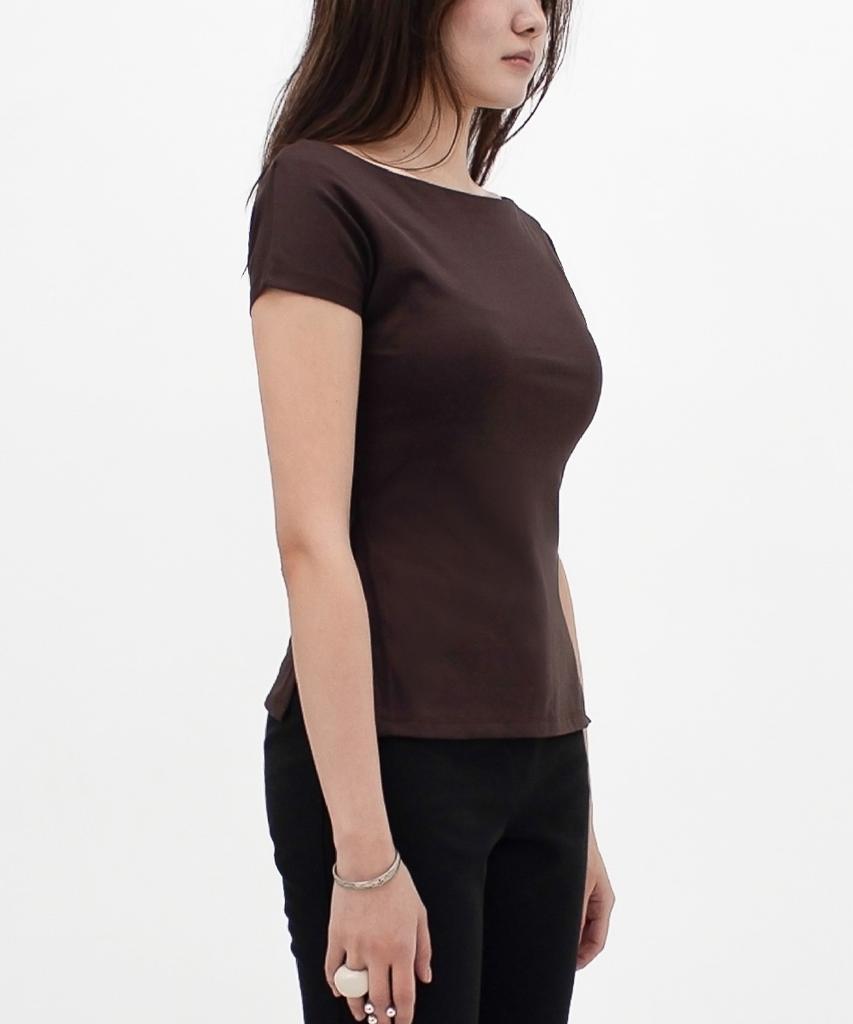 OCAK Melek_Okak Boat Neck Slim Top (Dark Brown)