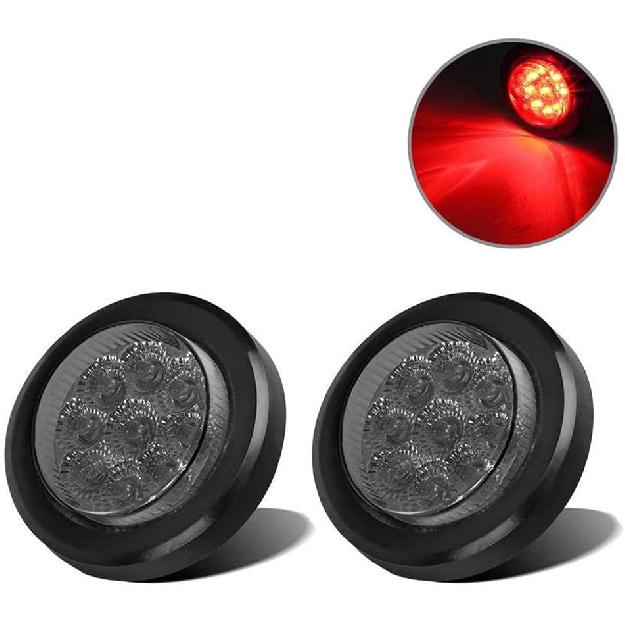 

MACHSWON 2PCS 2 Round Red Side Marker Lights with Smoked Lens Universal for 12V Trailers Trucks Vans etc. IP67 Waterproof Led Clearance Marker