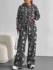 Broken Flowers European And American Autumn And Winter Casual Long-Sleeved Suit Women'S Hooded Sweater Trousers Two-Piece Set