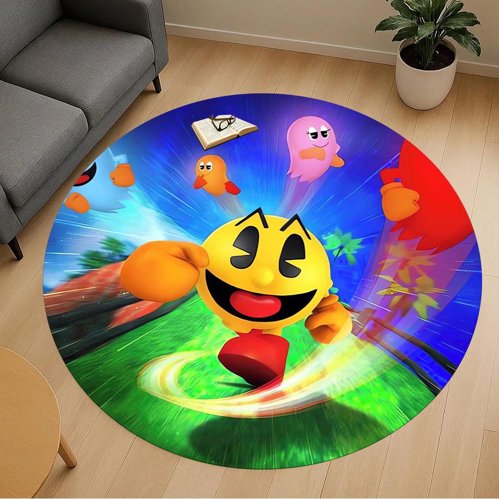 1ks Pac-Man Kulatá podložka pod židli Koberec - Protiskluzová podložka na podlahu do kanceláře, ložnice, domácí dekorace Vánoční dárek p0811253
