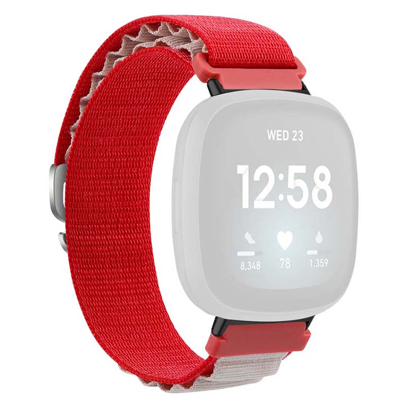 

For Fitbit Versa 4/Versa 3/Sense 2/Sense Watch Band Nylon Adjustable Wrist Strap Red White