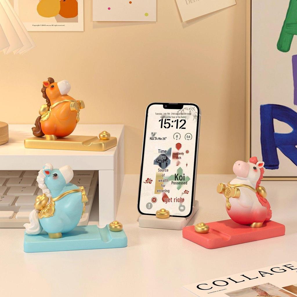 2026 Year of the Horse Zodiac Figurine: Mascot Phone Holder & Desktop Ornament for New Year or Annual Meeting Gifts.
