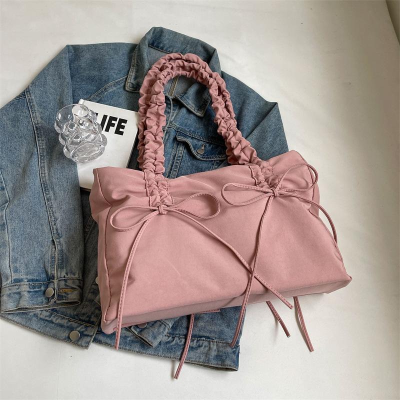 Fashion Pleated Large-capacity Bag Women's 2025 Spring and Summer New Korean Version Simple Casual Tote Bag Commuter Shoulder Bag