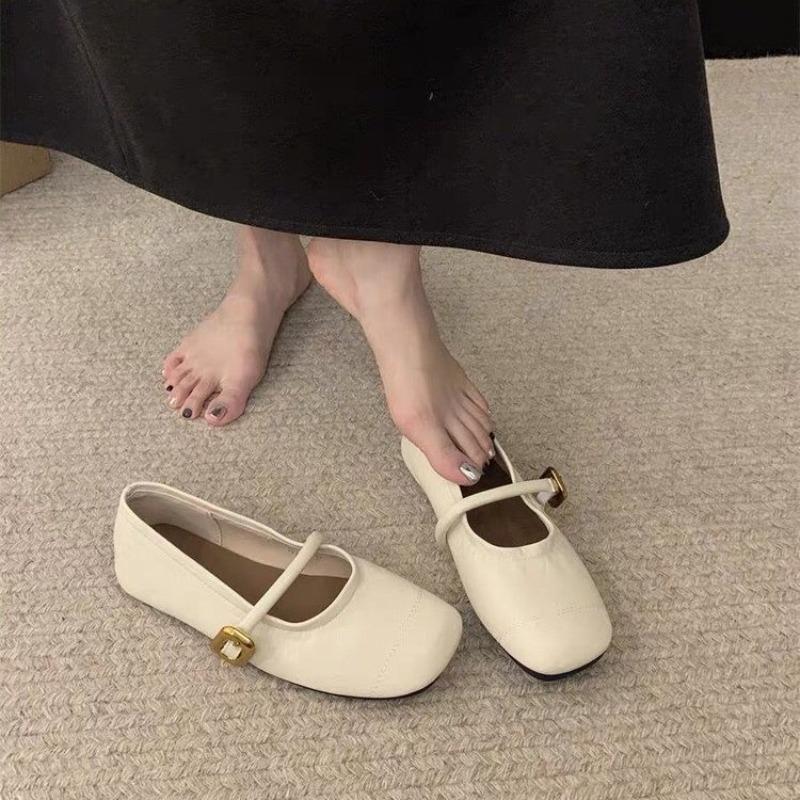 Fashion Soft-soled Mary Jane Shoes Round Head Shallow Mouth 2025 Spring New All-in-one Flat Women's Shoes with A Line