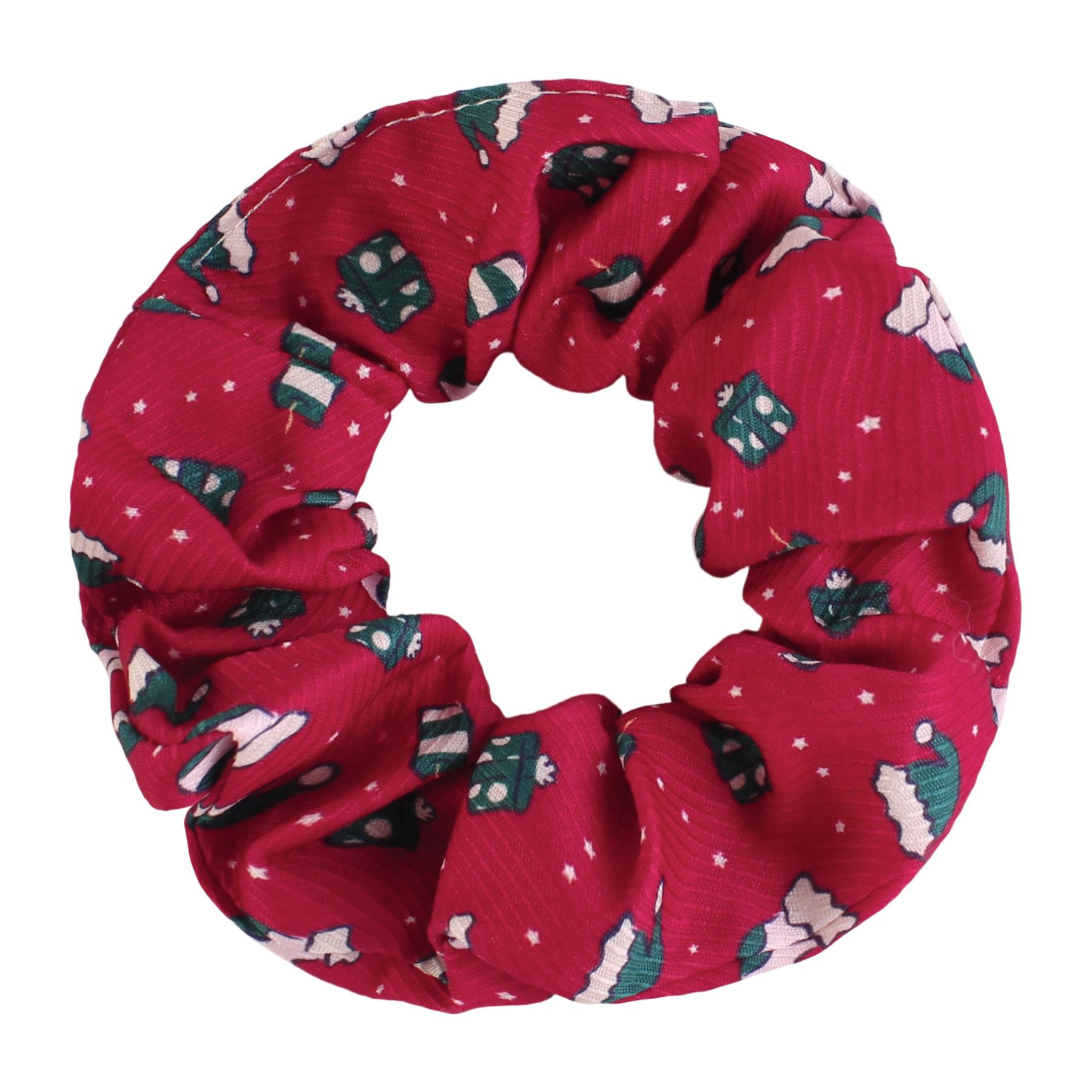 New Christmas Large Scrunchie Hair Accessories Reindeer Snowman Santa Claus Christmas Tree Hair Tie Party Hair Rope 1#