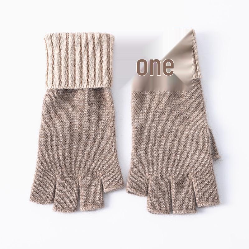 Women's 100% Pure Cashmere Fingerless Gloves - Cozy Autumn/Winter Knit Warmth