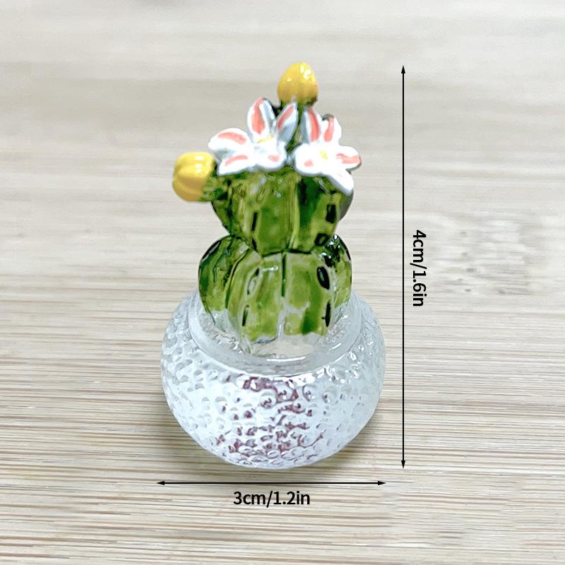 Simulação Cacto Ornamento Ornamento Automotivo Ornamento Transparente em Vaso Decoração Artesanato de Mesa Computador Decoração para Casa