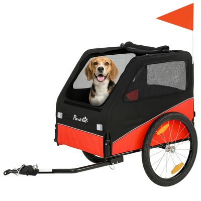 Dog Bike Trailer, Dog Cart Bicycle Carrier for Small and Medium Pets with 20" Inflatable Rubber Wheels, Red