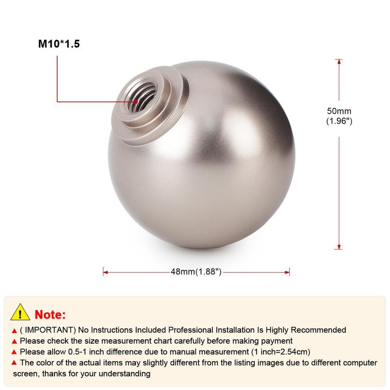 Aluminum 5/6 Speed JDM Ball Shape Shift Gear Knob M10*1.5 For Honda Fit Civic City FD2 FN2 EP3 TYPE R DC2 DC5 AP1 AP2 S2000 F20C