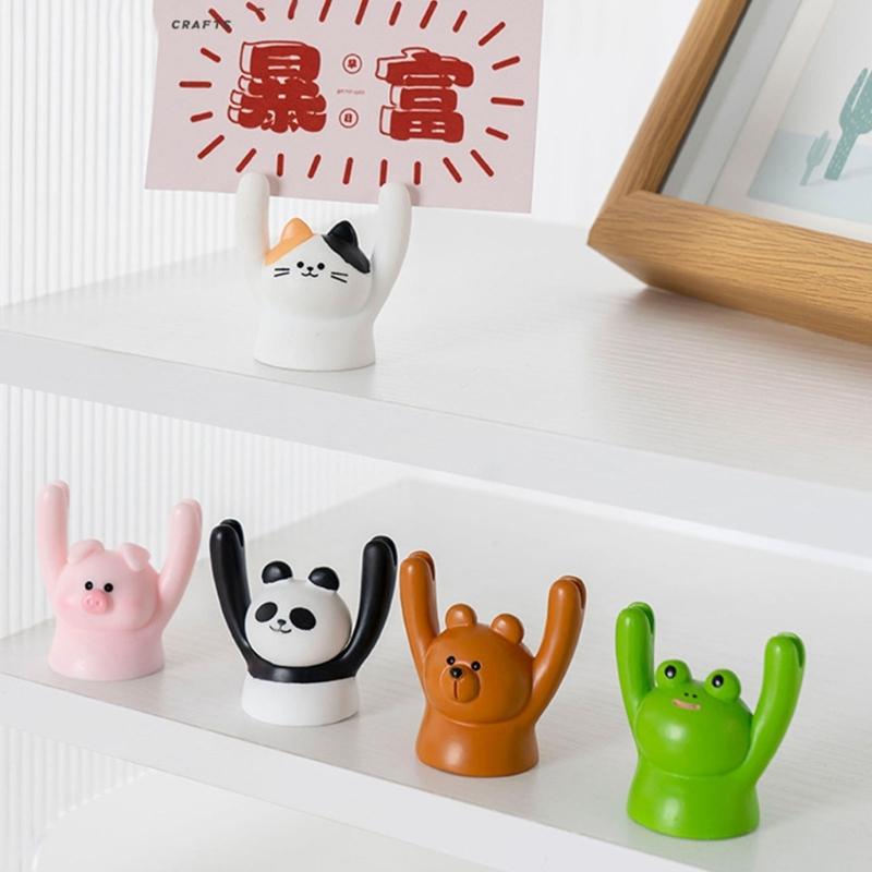 Raising Hand Animal Photo Holder Table Number Holders Microlandscape Ornament Memo Photo Holder Dollhouses Accessories