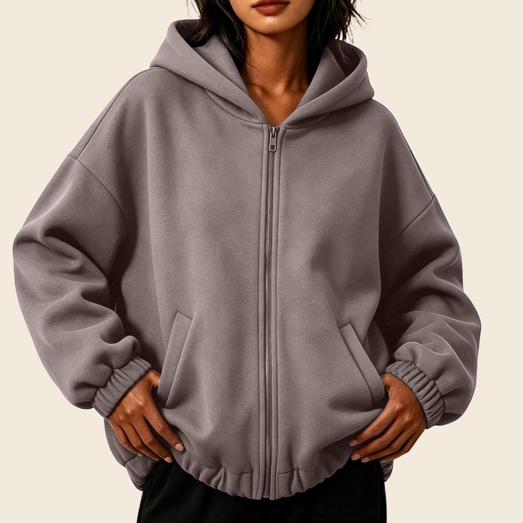 Dames hoodie met rits en zakken voor casual dagelijks gebruik